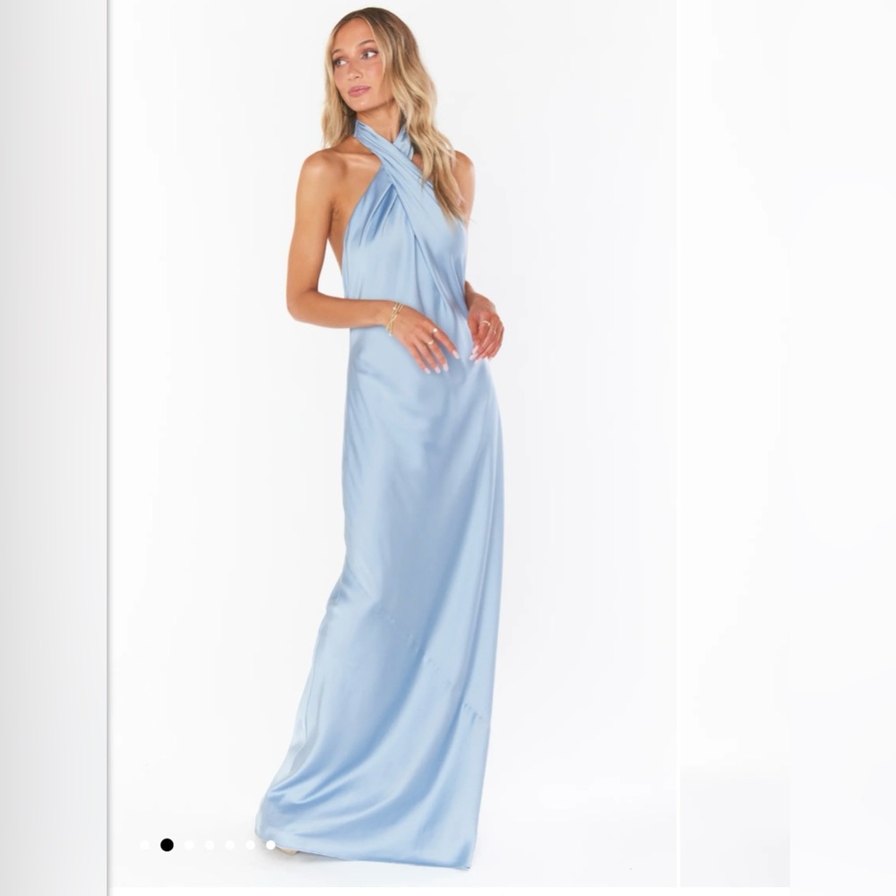 Show me your MuMu Jasmine Halter Maxi dress- Steel blue size S